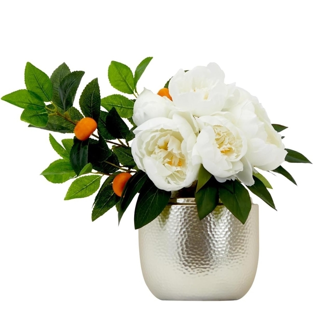 Elegant White Floral Arrangement in Gold Vase